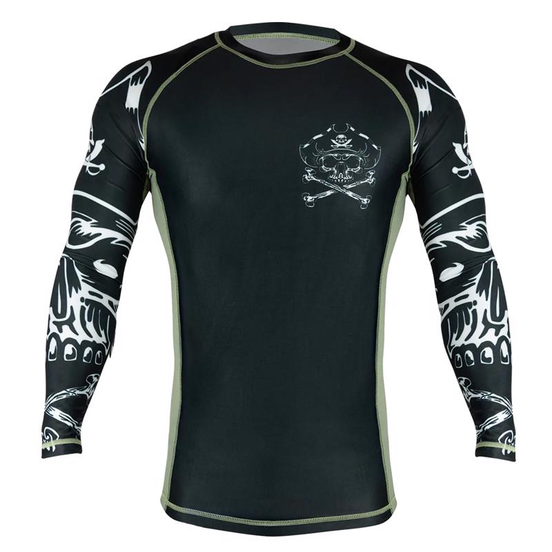 PRIDE OR DIE pirate v2 Long sleeve RASHGUARD - BLACK